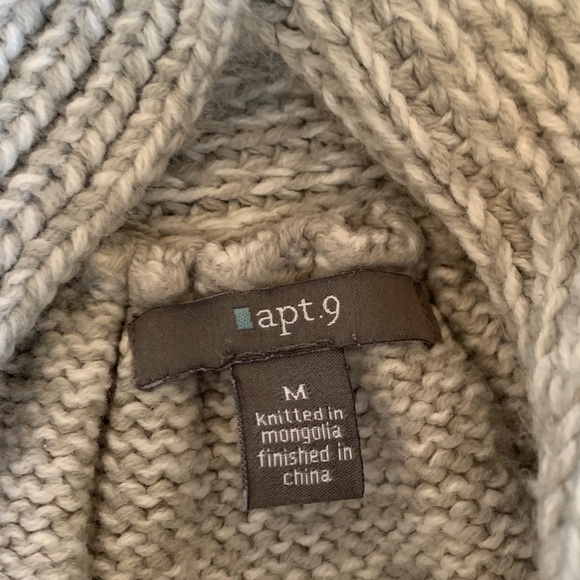 Apt. 9 Women’s Medium Gray Open Front Button Mock Neck Warm Cardigan Sweater - Picture 6 of 8